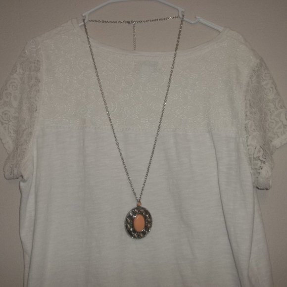 Jewelry Set Long Necklace & Earring Beaded Orange Silver Boho Style Woman A541 - Picture 4 of 6